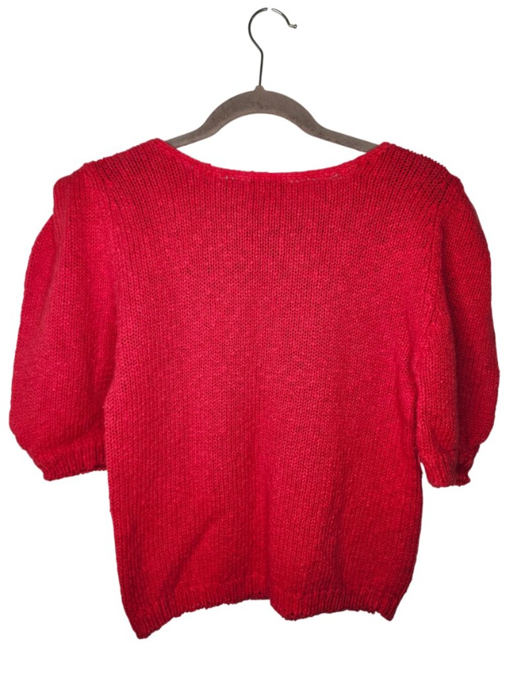 Vintage Carroll Reed Red Half Puff Sleeved Knit Sweater Size Large - Picture 2 of 5